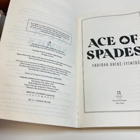Ace of Spades Faridah Abike-Iymide Paperback Square Fish 2021 Mystery Thriller - Picture 5 of 9